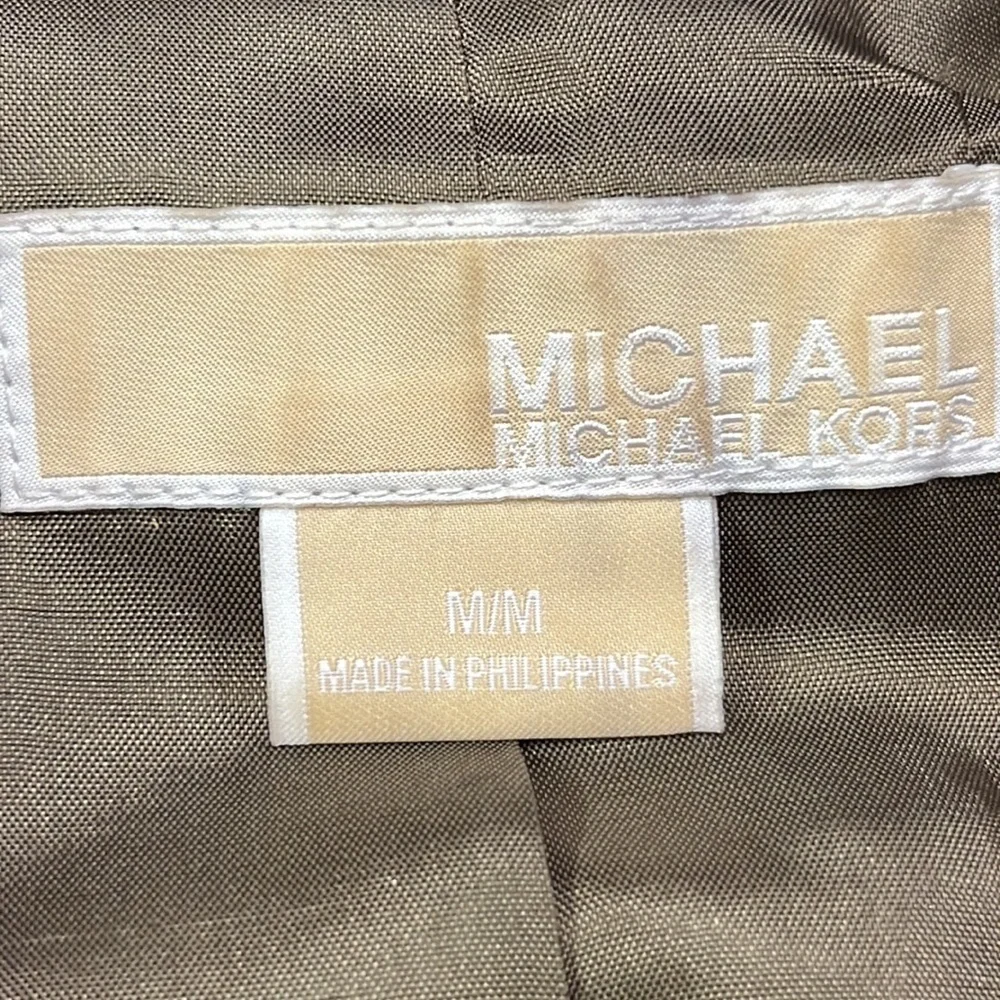MICHAEL KORS Career Reptile Print DBL Breasted 3/4 SLV Cotton Trench Coat SZ M